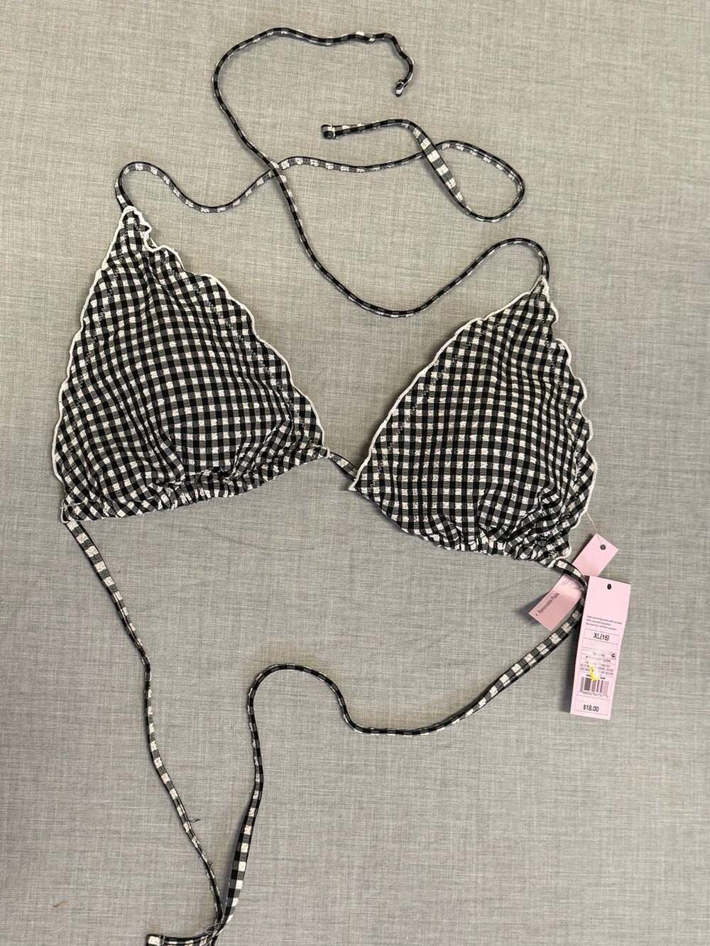 Wild Fable Gingham Triangle Bikini Top with Removable Pads - Black/White